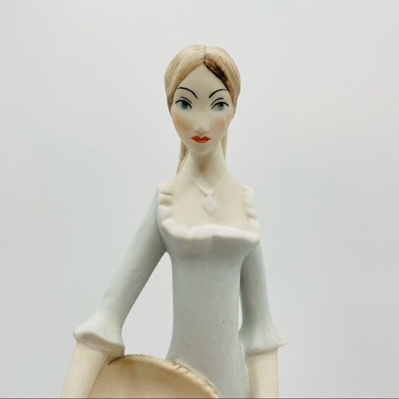 Vintage Royal Dux Bohemia Lady with Basket Tall Bisque Porcelain Figurine - Picture 2 of 7